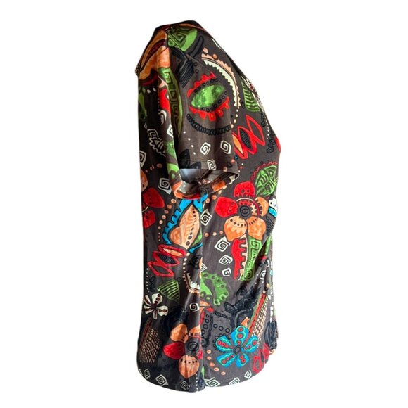 Choices Womens S Multicolor Floral Print Stretch Top W/ Knot Detail - Picture 8 of 9